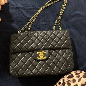 Be Inspired Black Quilted Shoulder Bag with Gold Chain